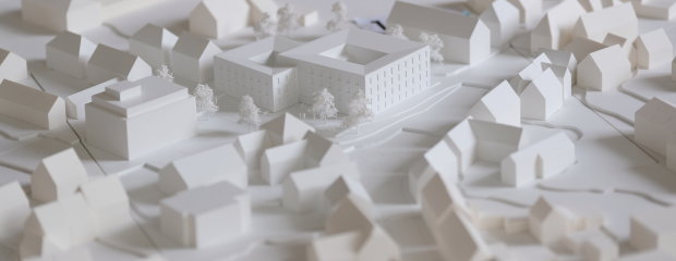 Planungswettbewerb zum Neubau für das Landesamt für Schule und das Prüfungsamt des Bayerischen Staatsministeriums für Unterricht und Kultus in Gunzenhausen - Modell Planungswettbewerb zum Neubau für das Landesamt für Schule und das Prüfungsamt des Bayerischen Staatsministeriums für Unterricht und Kultus in Gunzenhausen - Modell